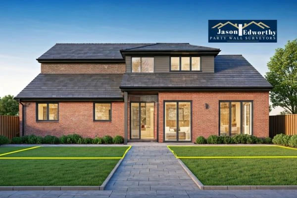 Home extension focusing on boundary line England