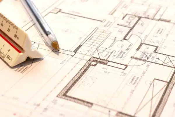 Image of architect England drawings
